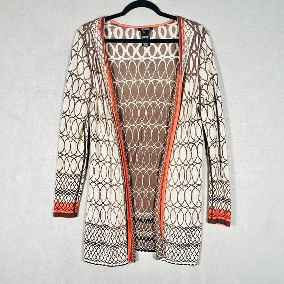 Nic Zoe Sweater Womens S Beige Orange Embroidered Open Cardigan Cottage - Picture 1 of 10